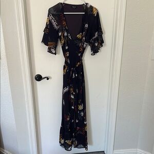 Madewell Purple Floral Maxi Wrap Dress